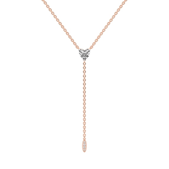 Lab Grown Diamond Pendant Necklace For Women | 5 Carat IGI Certified Heart Shape FG VS | 18K Rose Gold |Vanna Lariat Pendant FRIENDLY DIAMONDS