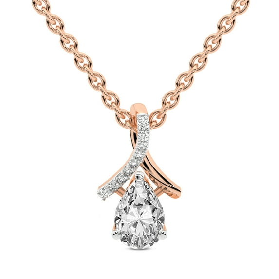 Diamond Pendant Necklace For Women | 5 Carat IGI Certified Pear Shape Lab Grown Diamond | Priscilla Slider Lab Diamond Pendant Necklace 18K Rose Gold | FG-VS1-VS2 Quality | Friendly Diamonds