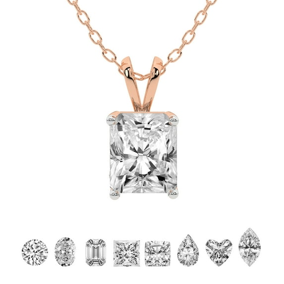 5 Carat Radiant IGI Certified Lab Grown Diamond Pendant Necklace For Women | FG-VS Solitaire Pendant Necklace 18K Yellow Gold | Quartze Split Bail