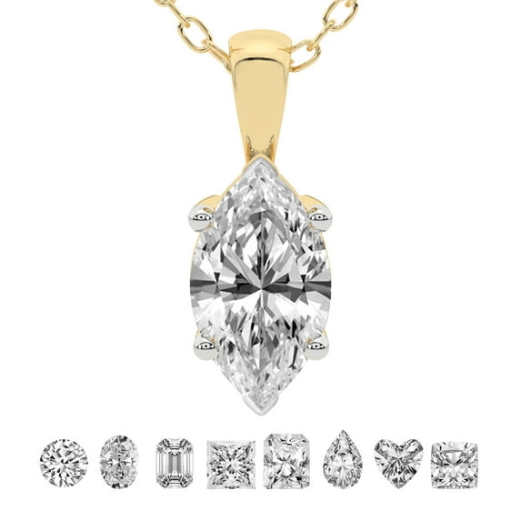 5 Carat Marquise IGI Certified Lab Grown Diamond Pendant Necklace For Women | FG-VS Solitaire Pendant Necklace 14K Yellow Gold | Martina Solitaire
