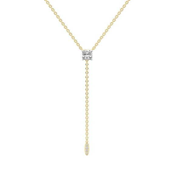 Lab Grown Diamond Pendant Necklace For Women | 6 Carat IGI Certified Cushion Shape FG VS | 14K Yellow Gold |Vanna Lariat Pendant FRIENDLY DIAMONDS