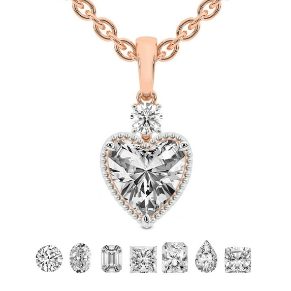 Diamond Pendant Necklace For Women | 6 Carat IGI Certified Heart Shape Lab Grown Diamond | Joan Fashion Lab Diamond Pendant Necklace 18K Rose Gold | FG-VS Quality Friendly Diamonds