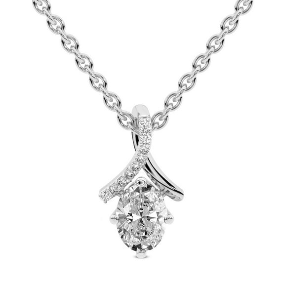 Diamond Pendant Necklace For Women |6 Carat IGI Certified Oval Shape Lab Grown Diamond | Priscilla Slider Lab Diamond Pendant Necklace 18K White Gold | FG-VS1-VS2 Quality | Friendly Diamonds