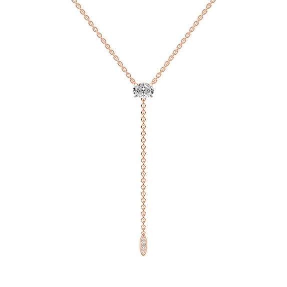 Lab Grown Diamond Pendant Necklace For Women | 6 Carat IGI Certified Oval Shape FG VS | 18K Rose Gold |Vanna Lariat Pendant FRIENDLY DIAMONDS