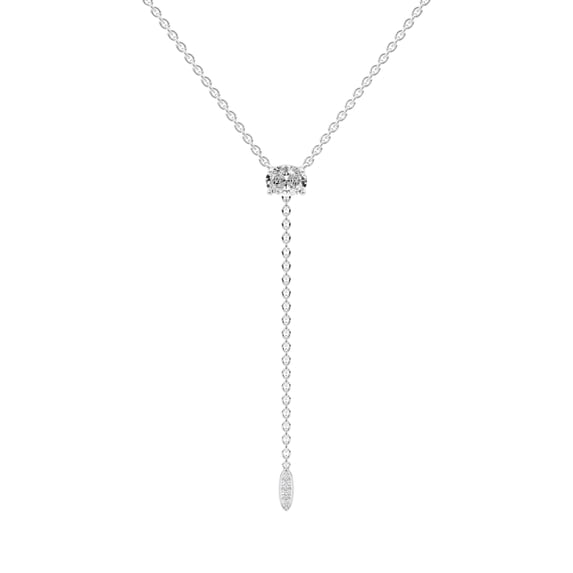 Lab Grown Diamond Pendant Necklace For Women | 6 Carat IGI Certified Oval Shape FG VS | 18K White Gold |Vanna Lariat Pendant FRIENDLY DIAMONDS