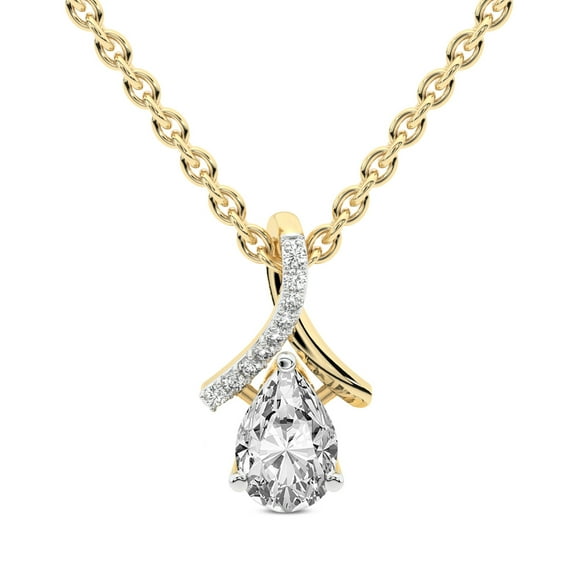 Diamond Pendant Necklace For Women |6 Carat IGI Certified Pear Shape Lab Grown Diamond | Priscilla Slider Lab Diamond Pendant Necklace 14K Yelllow Gold | FG-VS1-VS2 Quality | Friendly Diamonds