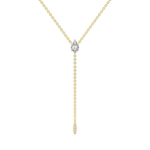 Lab Grown Diamond Pendant Necklace For Women | 6 Carat IGI Certified Pear Shape FG VS | 18K Yellow Gold |Vanna Lariat Pendant FRIENDLY DIAMONDS