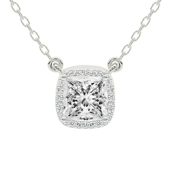 Diamond Pendant Necklace For Women | 6 Carat IGI Certified Princess Shape Lab Grown Diamond | Flaire Halo Lab Diamond Pendant Necklace 14K White Gold | FG-VS1-VS2 Quality Friendly Diamonds