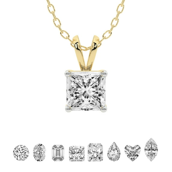 6 Carat Princess IGI Certified Lab Grown Diamond Pendant Necklace For Women | FG-VS Solitaire Pendant Necklace 18K Yellow Gold | Quartze Split Bail