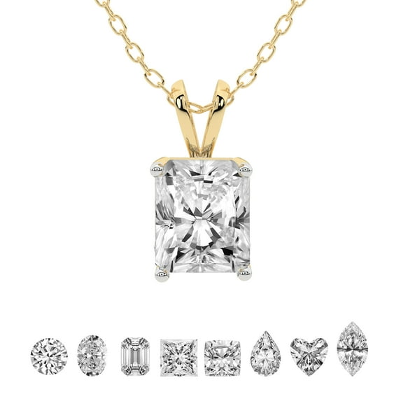 6 Carat Radiant IGI Certified Lab Grown Diamond Pendant Necklace For Women | FG-VS Solitaire Pendant Necklace 18K Yellow Gold | Quartze Split Bail