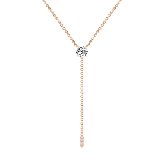 Lab Grown Diamond Pendant Necklace For Women | 6 Carat IGI Certified Round Shape FG VS | 18K Rose Gold |Vanna Lariat Pendant FRIENDLY DIAMONDS