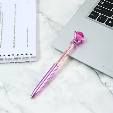 Pens Cute Ballpoint Pens Retractable Ballpoint Pen gem pens Rhinestones Crystal Bling Plated Metal Color Blue Gel Ink Office Supplies Gifts for Women 1ml
