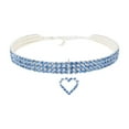 thumbnail image 1 of Diamond Pet Collar,Three-row Elastic Pet Necklace Love Pendant Chain Cat Dog Collar Pet Supplies Small Dog Accessories(20CM+5CM,Light Blue), 1 of 2
