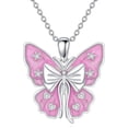 thumbnail image 1 of Diamond Pink Butterfly Necklace for Women 925 Sterling Silver Butterfly Pendant Necklace Butterfly Jewelry Birthday for Mom Wife Girlfriend Daughter Her, 1 of 5