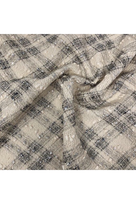 Diamond Plaid Metallic Boucle Sweaterknit