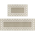 thumbnail image 1 of Diamond Plaid Washable Absorbent Kitchen Mats Set of 2, Kitchen Rugs for Floor Hallway Laundry Room Front of Sink Beige Grey - 17x29 and 17x47 Inch, 1 of 6