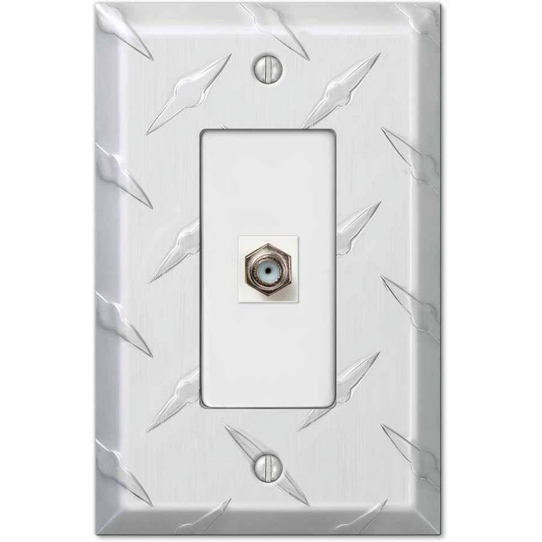 Diamond Plate Aluminum Single Coaxial Wall Plate