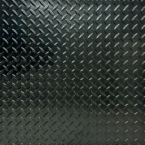 Diamond Plate Faux Tin Glue Up 4' x 8' Wainscoting Panels in Gloss Black (96 Sq.ft / Pack) - 3 Pieces