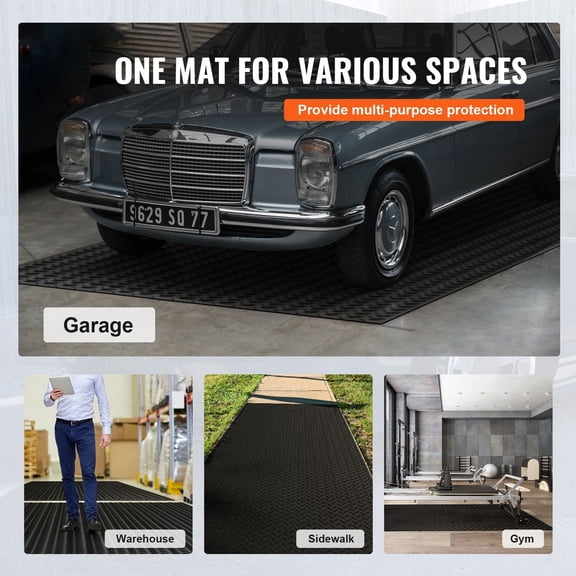 Diamond-Plate Rubber Flooring Roll,3 mmx4 ftx6 ft Garage Floor Mat,SBR Rubber Garage Flooring Roll,Easy to Clean,Diamond Plate Rubber Mat for Under Cars,Garage Industry Gym,Black
