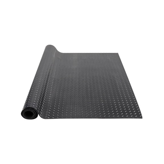 Diamond Plate Rubber Flooring Roll, 3mm Garage Floor Mat 4ft x 6ft, SBR Rubber Roll for Gym, Cars, Easy Clean Black