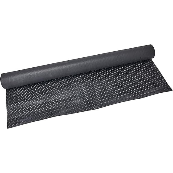 Diamond-Plate Rubber Flooring Rolls - 3 mm x 4 ft x 2 ft Rolls - Black