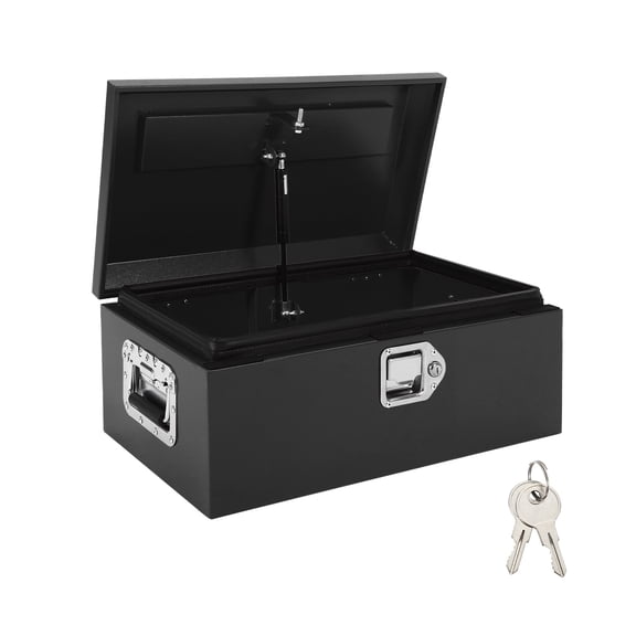 Diamond Plate Steel Truck Bed Tool Box, Heavy Duty Storage Organizer with Lock Keys & Side Handle for Pickup RV Trailer-Upgrade Black