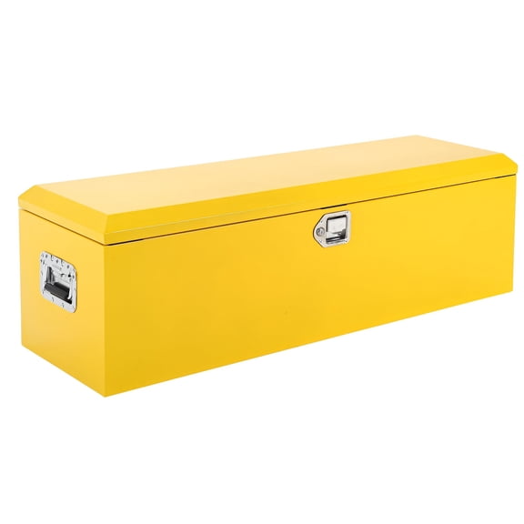 Diamond Plate Steel Truck Bed Tool Box, Heavy Duty Storage Organizer with Lock Keys & Side Handle for Pickup RV Trailer-Upgrade Yellow