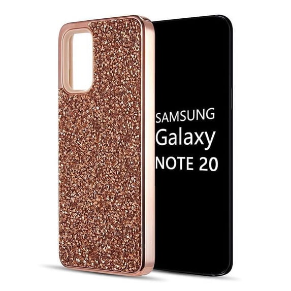 Diamond Platinum Collection Hybrid Bumper Case With Electroplated Frame For Samsung Galaxy Note 20 6.7 - Rose Gold