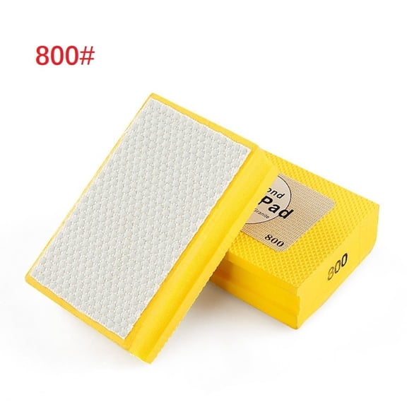 Diamond Polishing Hand Pad Block For Stone Polishing, Tile Trimming, Glass Burr Trimming, Buffing, Sponge Polishing Pads, 800#, Sanding, Surface Finishing, 90x55mm