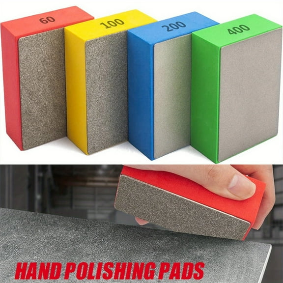 Diamond Polishing Pads, 4 Pcs/Set Diamond Sanding Pads for Hand Sanding Ceramics Glass Concrete Tile Marble Granite, Tile Tools(60#,100#,200#,400#)