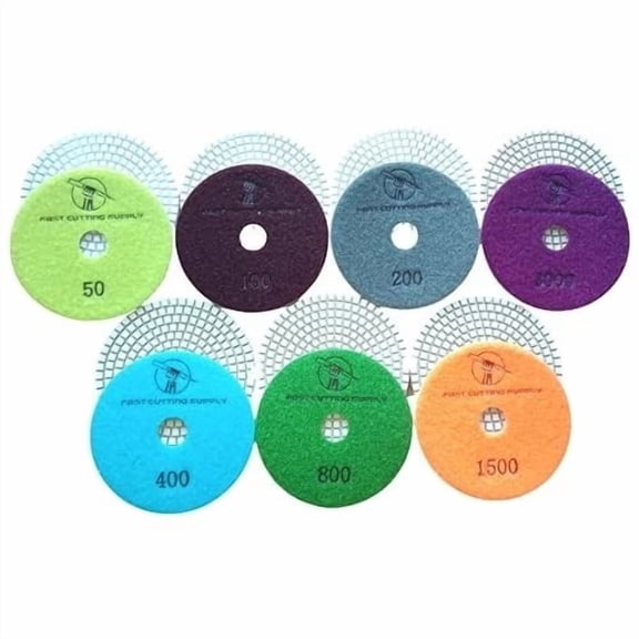 Diamond Polishing Pads Set, 7 Pieces, 501500 Grit, 4 Inch Wet and Dry Use