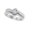 thumbnail image 1 of Diamond Princess 10k White Gold Princess Diamond Bridal Wedding Ring Band Set 1/3 Cttw, 1 of 1