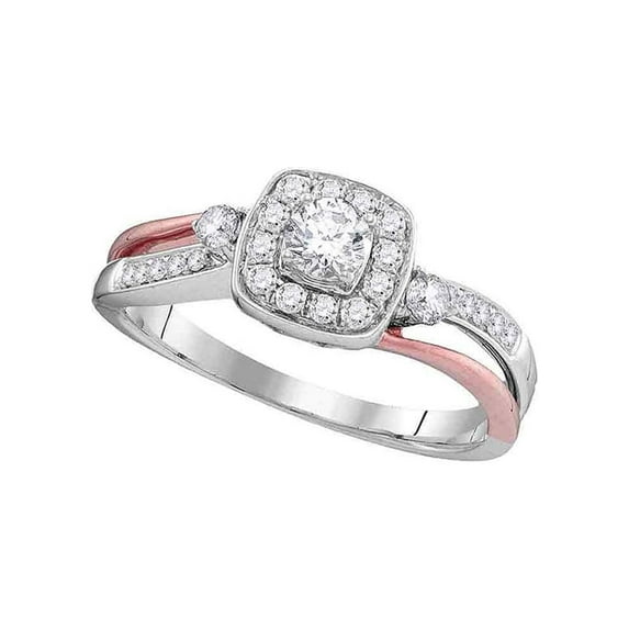 Diamond Princess 10k White Gold Round Diamond 2-tone Bridal Wedding Engagement Anniversary Ring 1/2 Cttw