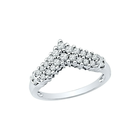 Diamond Princess 10k White Gold Womens Round Diamond Chevron Band Ring 1/2 Cttw