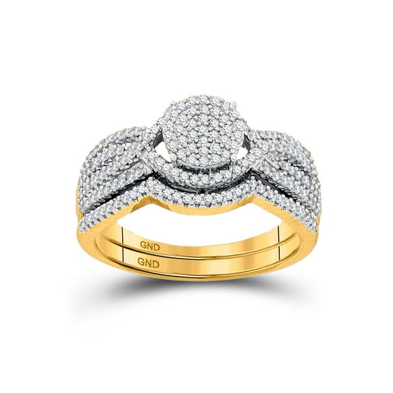 Diamond Princess 10kt Rose Gold Round Diamond Cluster Bridal Wedding Ring Band Set 1/2 Cttw
