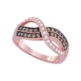 thumbnail image 1 of Diamond Princess 10kt Rose Gold Womens Round Brown Diamond Crossover Band Ring 1/2 Cttw, 1 of 1