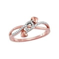thumbnail image 1 of Diamond Princess 10kt Rose Gold Womens Round Diamond Double Heart Crossover Band Ring 1/12 Cttw, 1 of 1