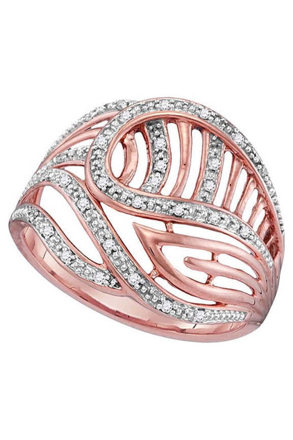 Diamond Princess 10kt Rose Gold Womens Round Diamond Open-work Cocktail Ring 1/10 Cttw
