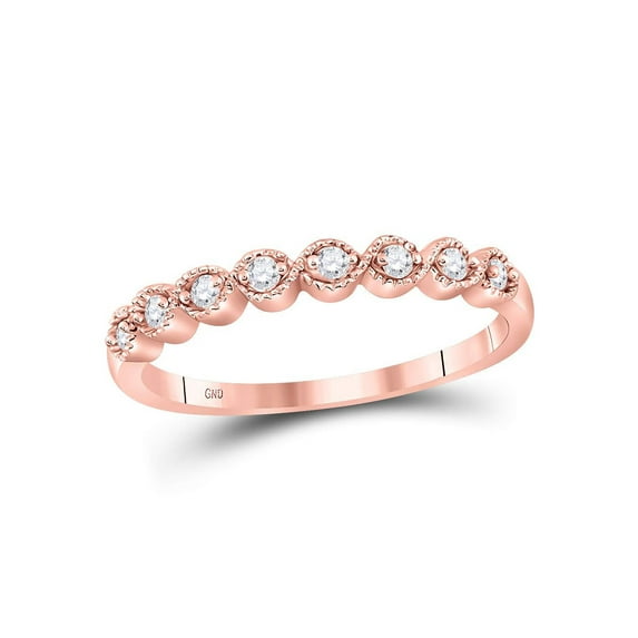 Diamond Princess 10kt Rose Gold Womens Round Diamond Stackable Band Ring 1/10 Cttw