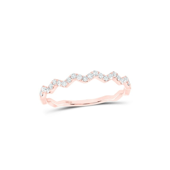 Diamond Princess 10kt Rose Gold Womens Round Diamond Zigzag Stackable Band Ring 1/5 Cttw