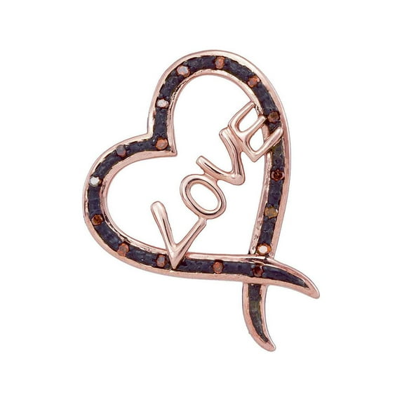 Diamond Princess 10kt Rose Gold Womens Round Red Color Enhanced Diamond Heart Pendant 1/20 Cttw