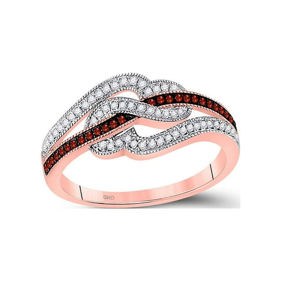 Diamond Princess 10kt Rose Gold Womens Round Red Color Enhanced Diamond Heart Ring 1/4 Cttw