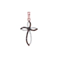 thumbnail image 1 of Diamond Princess 10kt Rose Gold Womens Round Red Color Enhanced Diamond Oval Cross Outline Pendant 1/10 Cttw, 1 of 1