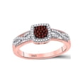 thumbnail image 1 of Diamond Princess 10kt Rose Gold Womens Round Red Color Enhanced Diamond Square Cluster Twist Ring 1/5 Cttw, 1 of 2