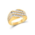 thumbnail image 1 of Diamond Princess 10kt Two-tone Gold Mens Round Diamond Diagonal 3 Row Fashion Ring 1/2 Cttw, 1 of 2