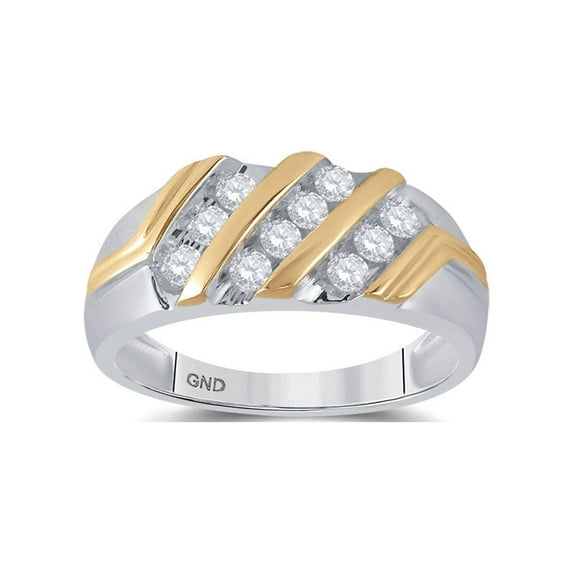 Diamond Princess 10kt Two-tone Gold Mens Round Diamond Wedding Band Ring 1/2 Cttw