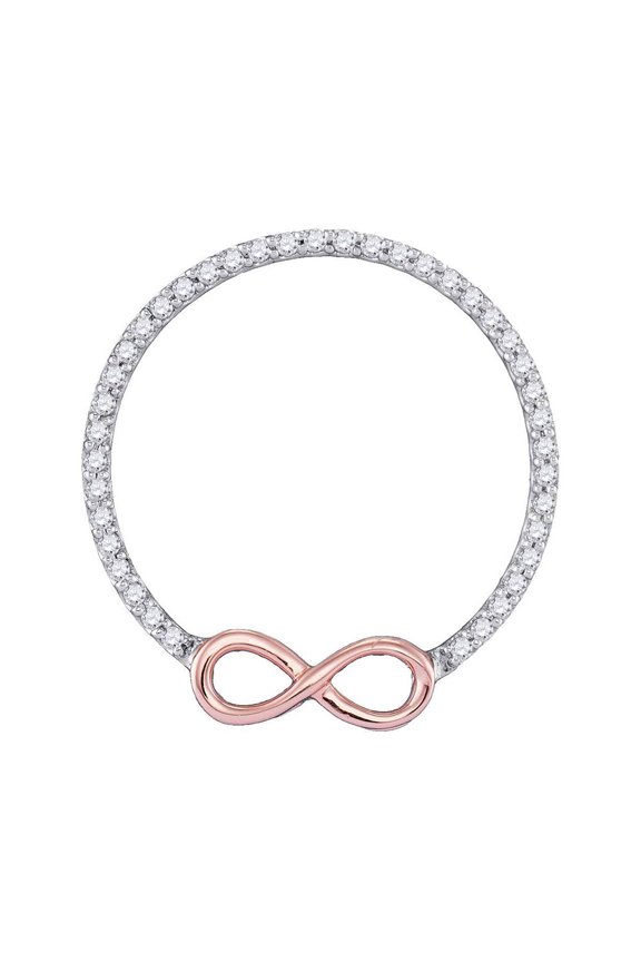 Diamond Princess 10kt Two-tone Gold Womens Round Diamond Circle Infinity Pendant 1/5 Cttw