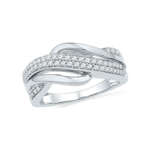 Diamond Princess 10kt Two-tone Gold Womens Round Diamond Crossover Band Ring 1/3 Cttw