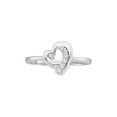 thumbnail image 1 of Diamond Princess 10kt Two-tone White Gold Womens Round Diamond Double Heart Ring 1/12 Cttw, 1 of 2