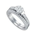 thumbnail image 1 of Diamond Princess 10kt White Gold Diamond Cluster Bridal Wedding Ring Band Set 1/2 Cttw, 1 of 1